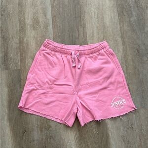 💗 Justice Girls Pink Sweat Shorts – Size 14/16 – Raw Hem Lounge Shorts